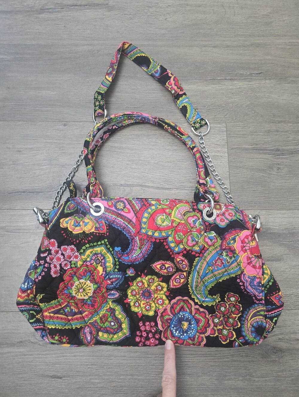 Vera Bradley retired Symphony in Hue Handbag Floral Boho Colorful Quilted